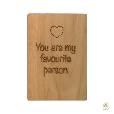 Lay3rD Lasercut - Tarjeta de felicitación de madera - "Eres mi persona favorita" -Berk-