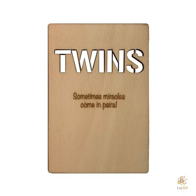 Lay3rD Lasercut - Carte de voeux en bois - "Twins"-Birch-