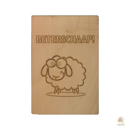 Lay3rD Lasercut - Houten Wenskaart - "Beterschaap"-Berk-