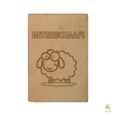 Lay3rD Lasercut - Houten Wenskaart - "Beterschaap"-Berk-