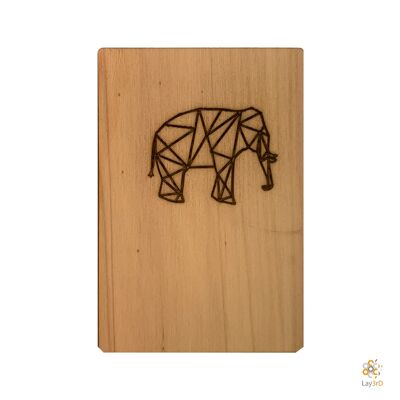 Lay3rD Lasercut - Carte de voeux en bois - "Elephant Side"-Birch-
