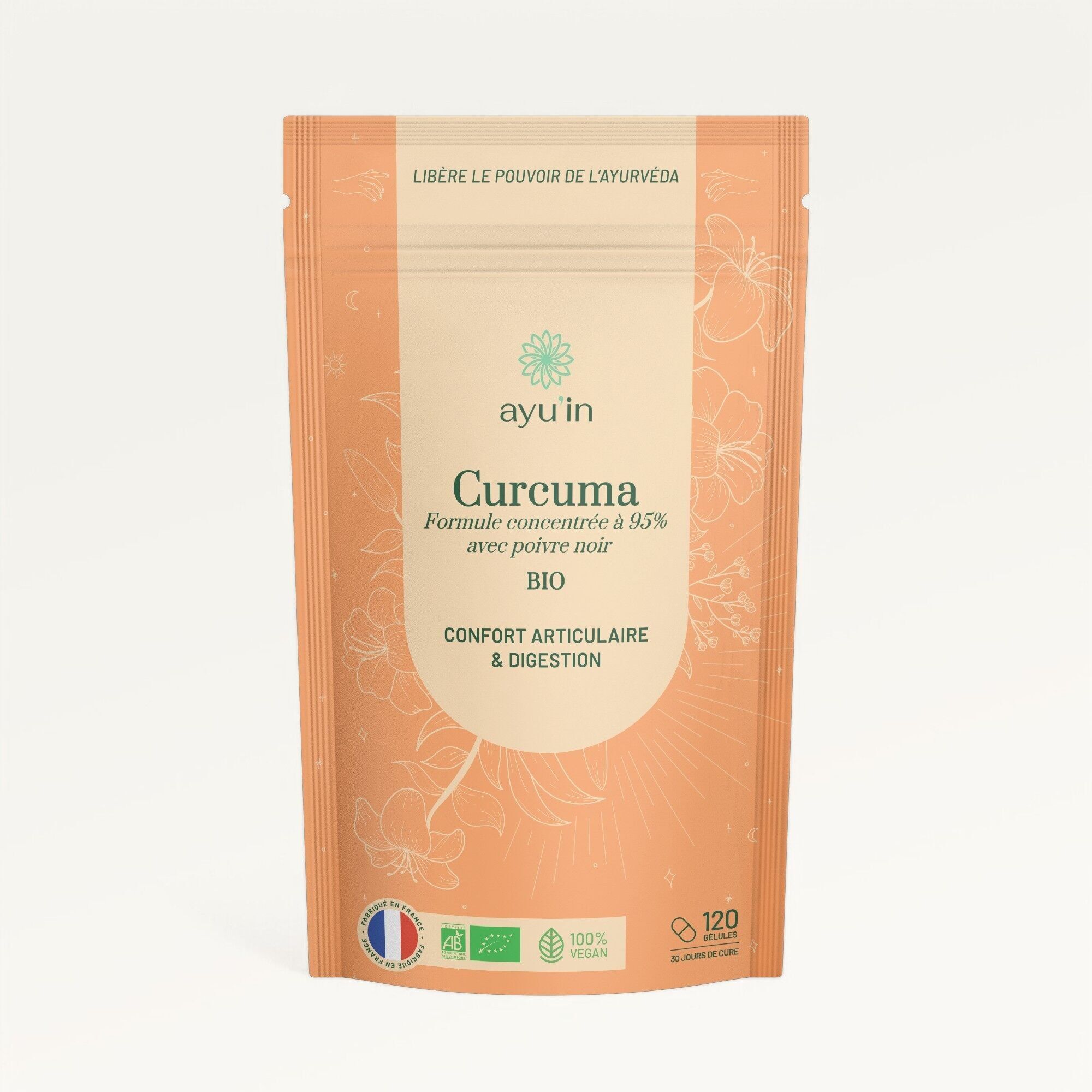 Cúrcuma concentrada (60 cápsulas, Francia) - Articulaciones y digestión
