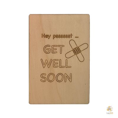 Lay3rD Lasercut - Carte de voeux en bois - "Get well soon" - Bouleau -