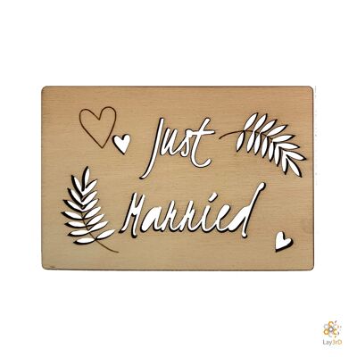 Lay3rD Lasercut - Tarjeta de felicitación de madera - "Recién casados" - Abedul -