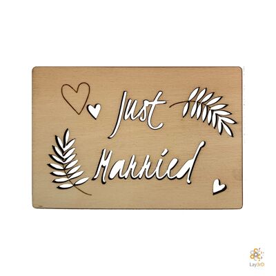 Lay3rD Lasercut - Wooden Greeting Card - "Just Married" - Birch -