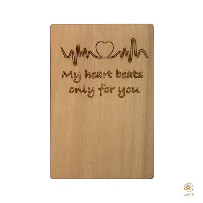 Lay3rD Lasercut - Wooden Greeting Card - "My heart beats only for you"-Berk-