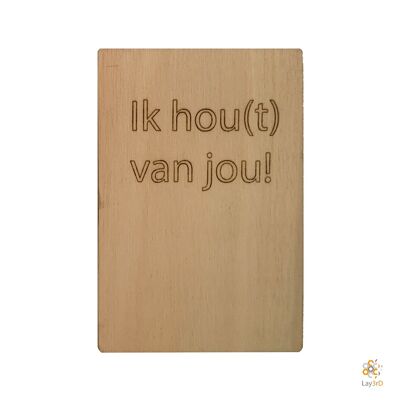 Lay3rD Lasercut - Carte de voeux en bois - "I Wood Yours" - Bouleau -