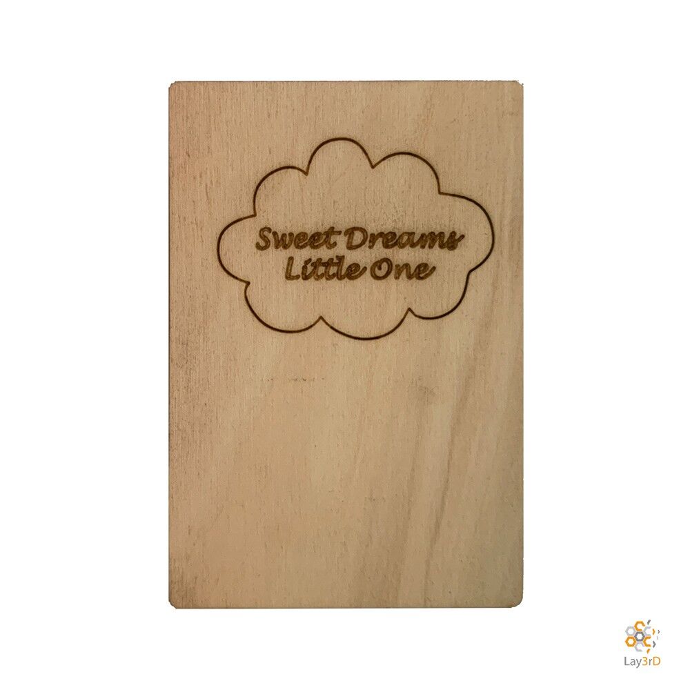 Lay3rD Lasercut - Holzgrußkarte - "Sweet Dreams Little One" - Birke -