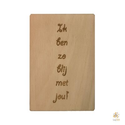 Lay3rD Lasercut - Wooden Greeting Card - "I'm So Happy With You" - Birch -