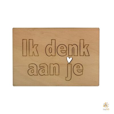 Lay3rD Lasercut - Wooden Greeting Card - "Thinking of you" - Birch -