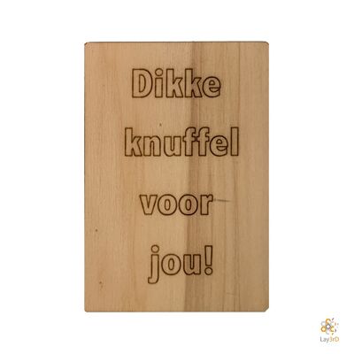 Lay3rD Lasercut - Houten Wenskaart - "Dikke knuffel voor jou!"-Berk-