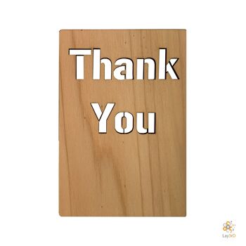 Lay3rD Lasercut - Carte de voeux en bois - "Merci" - Bouleau -