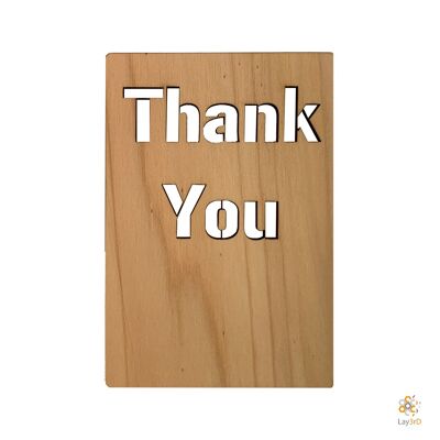 Lay3rD Lasercut - Wooden Greeting Card - "Thank you" - Birch -