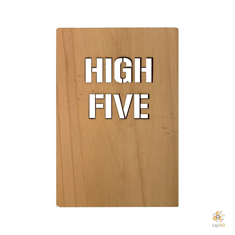 Lay3rD Lasercut - Biglietto d'auguri in legno - "Alta cinque"-Birch-