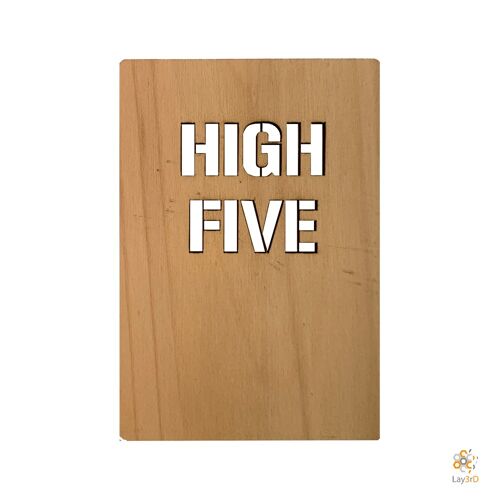 Lay3rD Lasercut - Houten Wenskaart - "High five"-Berk-