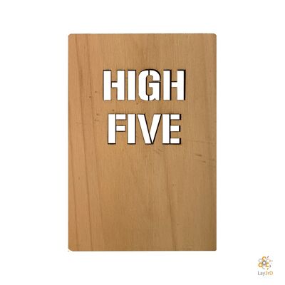 Lay3rD Lasercut - Tarjeta de felicitación de madera - "Choca esos cinco" -Birch-