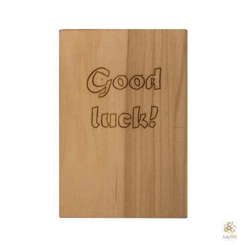 Lay3rD Lasercut - Houten Wenskaart - "Good luck"-Berk-