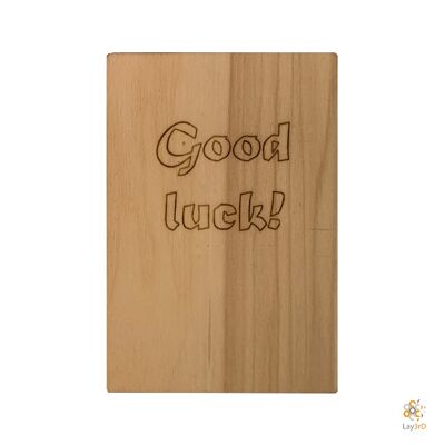 Lay3rD Lasercut - Carte de voeux en bois - "Bonne chance" - Bouleau -