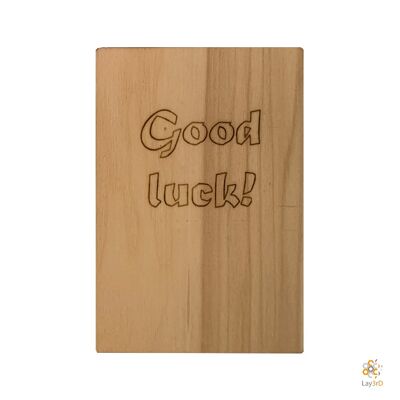 Lay3rD Lasercut - Wooden Greeting Card - "Good luck" - Birch -