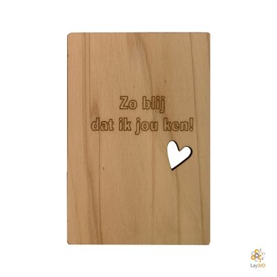 Lay3rD Lasercut - Carte de voeux en bois - "Si heureux de vous connaître"-Berk-