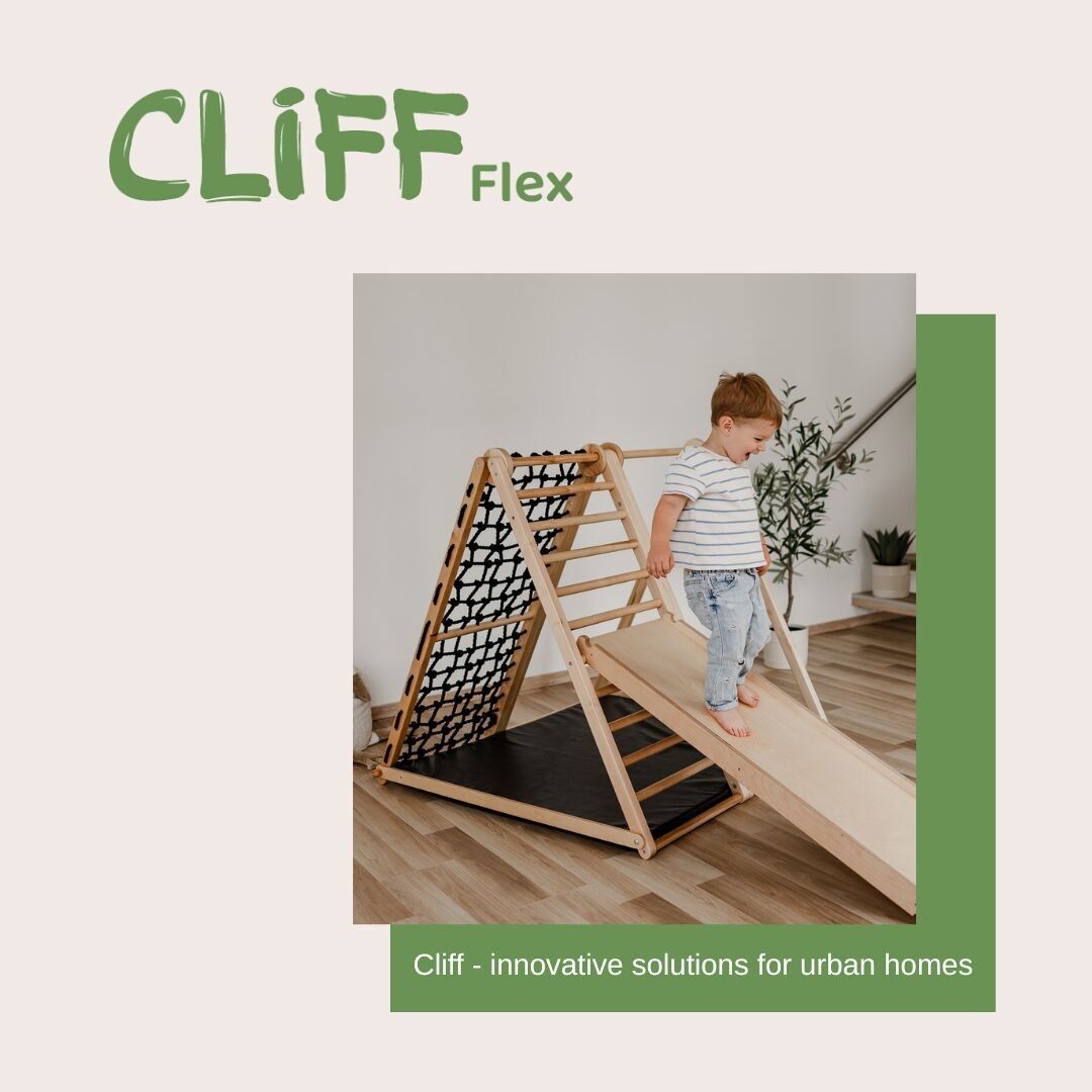CLIFF FLEX White Edition - Struttura da arrampicata in legno per bambini, triangolo Pikler, mobili per bambini Montessori, triangolo da arrampicata