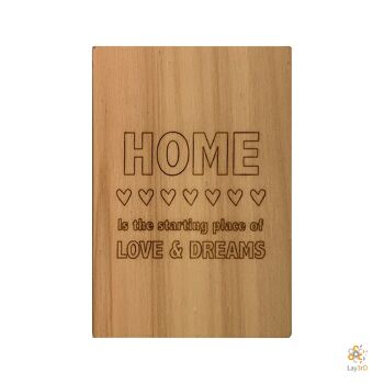 Lay3rD Lasercut - Carte de voeux en bois - "La maison est le lieu de départ"-Berk-