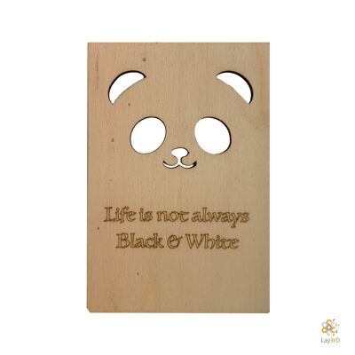 Lay3rD Lasercut - Houten Wenskaart - "Life is not always black & white"-Berk-