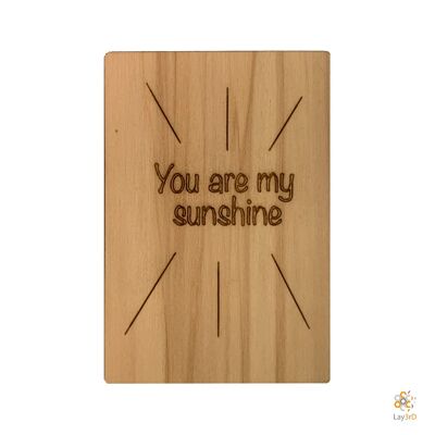Lay3rD Lasercut - Tarjeta de felicitación de madera - "You are my sunshine" -Berk-