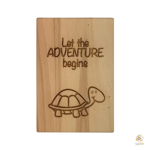 Lay3rD Lasercut - Houten Wenskaart - ""Let the adventure begins"-Berk-