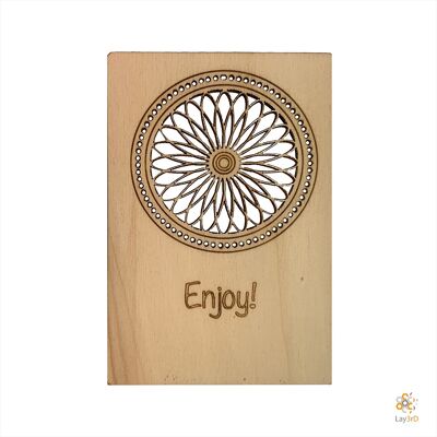 Lay3rD Lasercut - Tarjeta de felicitación de madera - "Enjoy" -Birch-