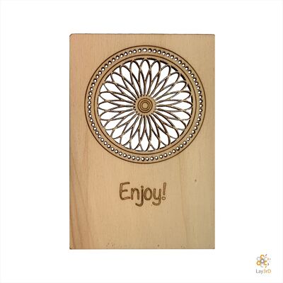 Lay3rD Lasercut - Wooden Greeting Card - "Enjoy"-Birch-