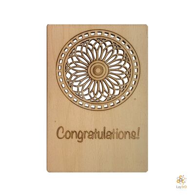 Lay3rD Lasercut - Tarjeta de felicitación de madera - "Felicitaciones" -Birch-