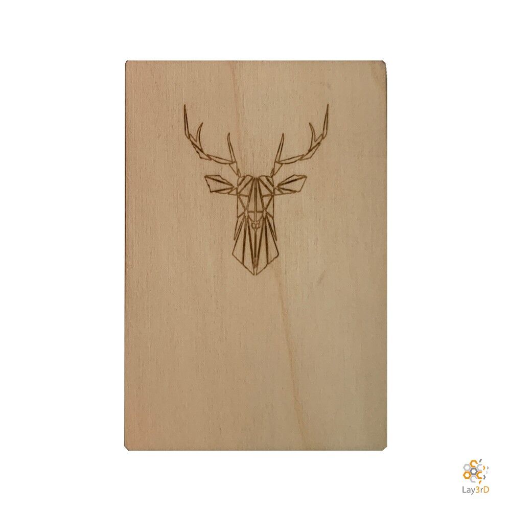 Lay3rD Lasercut - Biglietto d'auguri in legno - "Cervo"-Birch-