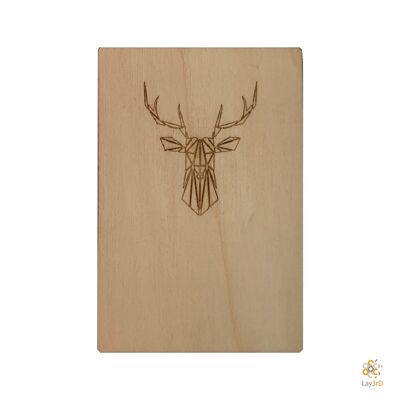 Lay3rD Lasercut - Biglietto d'auguri in legno - "Cervo"-Birch-