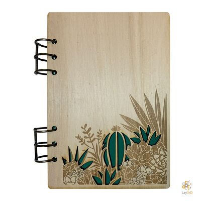 Lay3rD Lasercut - Cuaderno de madera - Cactus - Abedul--