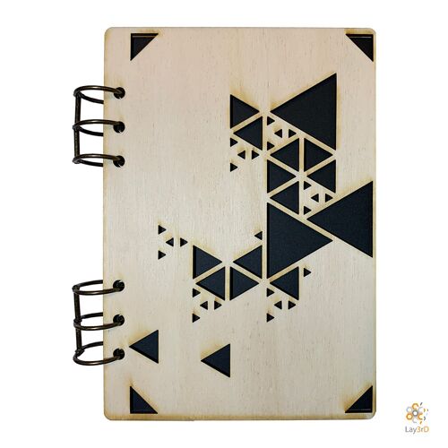 Lay3rD Lasercut - Houten Notebook - Driehoeken - Berk--