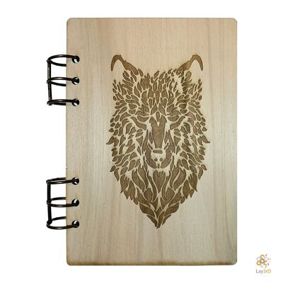 Lay3rD Lasercut - Wooden Notebook - Wolf - Birch--