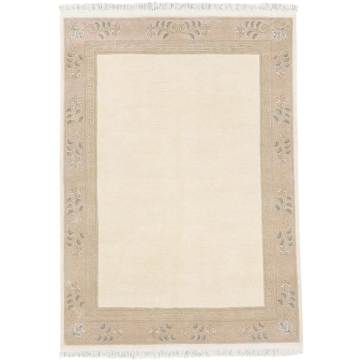 Tappeto rettangolare in lana color crema fatto a mano SUCA per soggiorno 120x180 modello semplice