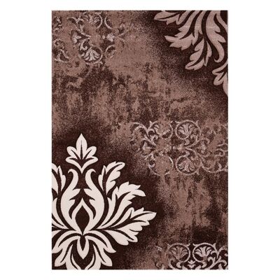 Alfombra de dormitorio RUCE 80x150 tejida marrón rectángulo patrón barroco
