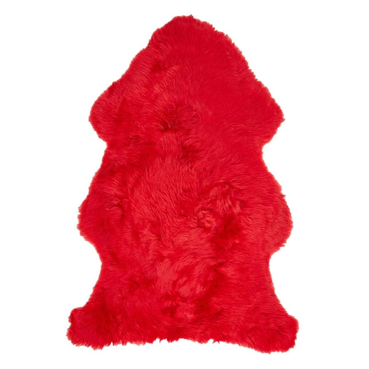 SHEPHERD tappeto in pelle di pecora a pelo lungo 60x95 in lana rossa