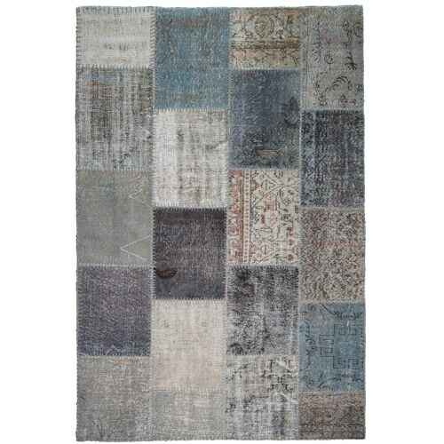 Tapis chambre 80x150 fait main en laine gris rectangle motif traditionnel