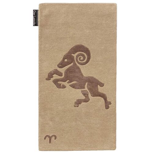 Tapis entrée 70x130 fait main en laine beige rectangle motif géométrique SOFO