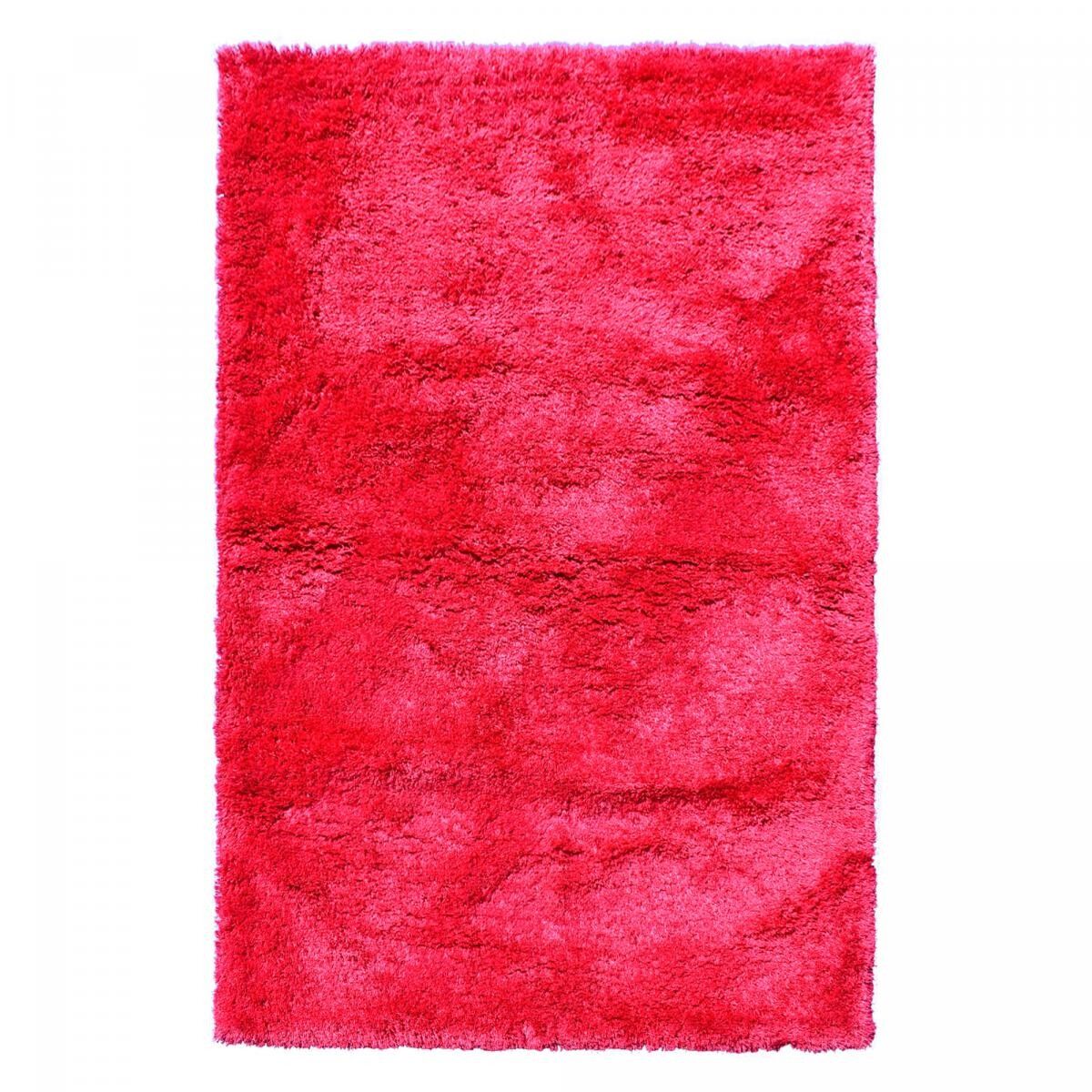 Tapis longs poils shaggy 60x110 rectangle fait main fuchsia motif uni TATI