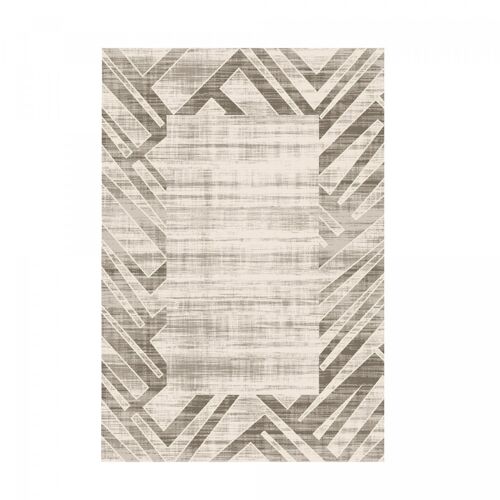 Tapis chambre 80x150 tissé marron et beige rectangle motif faux uni JOMU