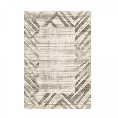 Tapis chambre 80x150 tissé marron et beige rectangle motif faux uni JOMU