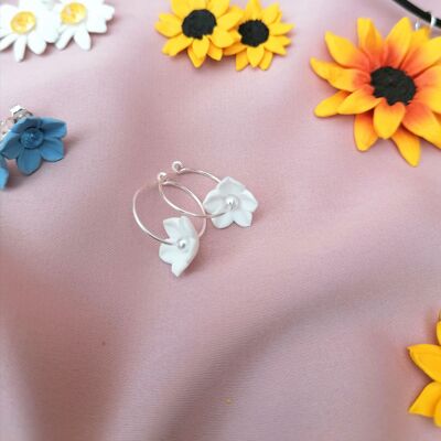 Star Hoop Earrings - White