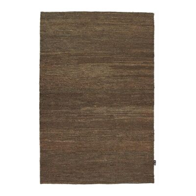Tapis kilim 200x300 rectangle fait main en chanvre marron motif uni BOMU
