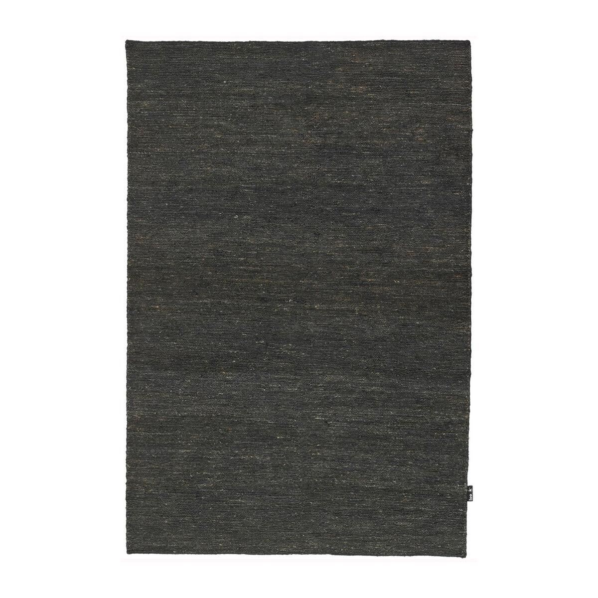 Tapis kilim 200x300 rectangle fait main en chanvre anthracite motif uni