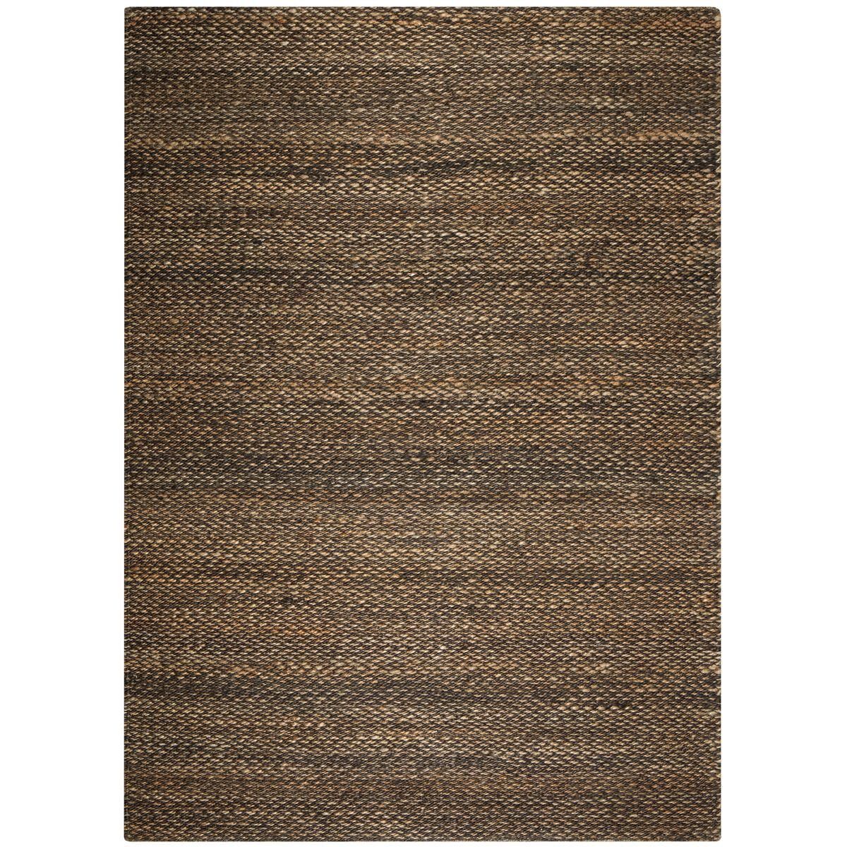Tappeto kilim 200x300 rettangolo fatto a mano in canapa cioccolato motivo semplice