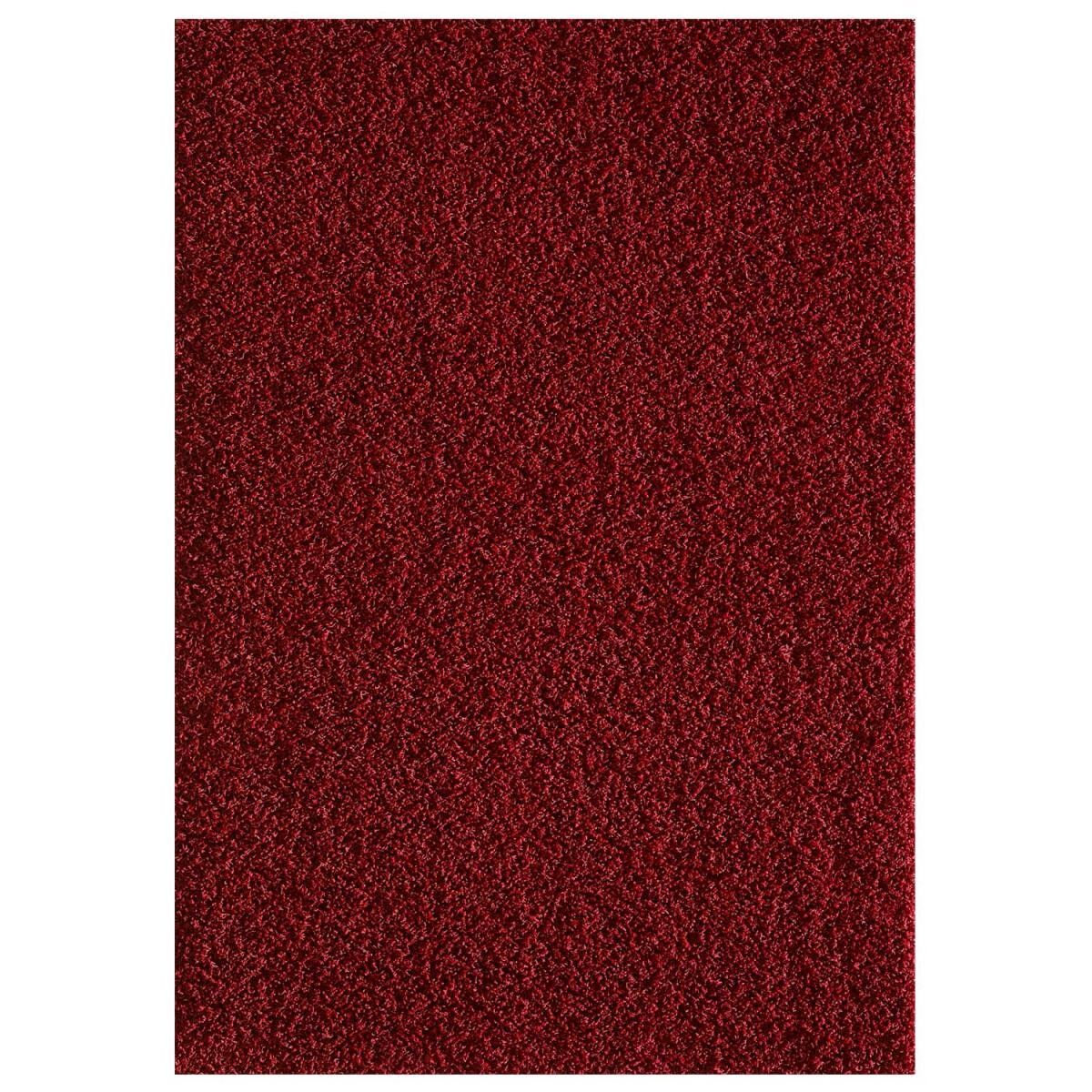 Alfombra peluda 160x230 rectángulo tejido rojo patrón liso DOSU